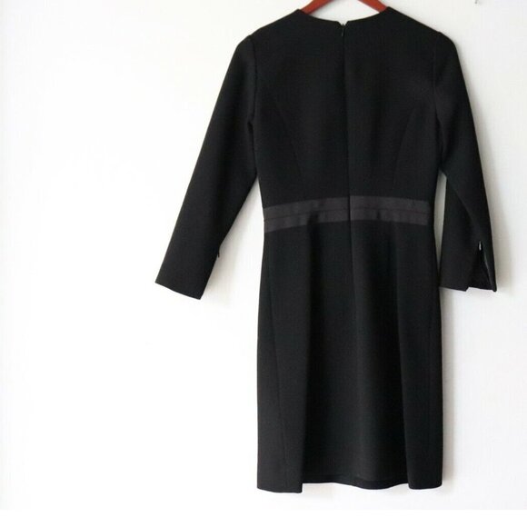 J. Crew Women's Size 2 XS Black Dress 3/4 Zip Sleeve Crepe Wool Mini Dress - Picture 5 of 5